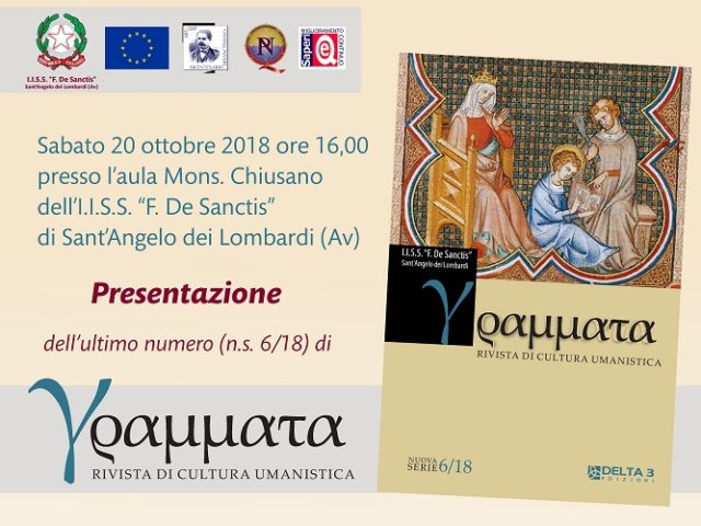 Presentazione della rivista Grammata (n.6) – Sabato 20 ottobre 2018 ore 16,00 – Punto CLE Sant’Angelo dei Lombardi(AV) Diarium (attività)