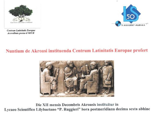 12 dicembre 2018 – Corso di Aggiornamento: “De symbolis figurativis communativisque in litteris progredientibus et Romana institutione” per i Docenti di Lettere Classiche – CLE di Marsala news